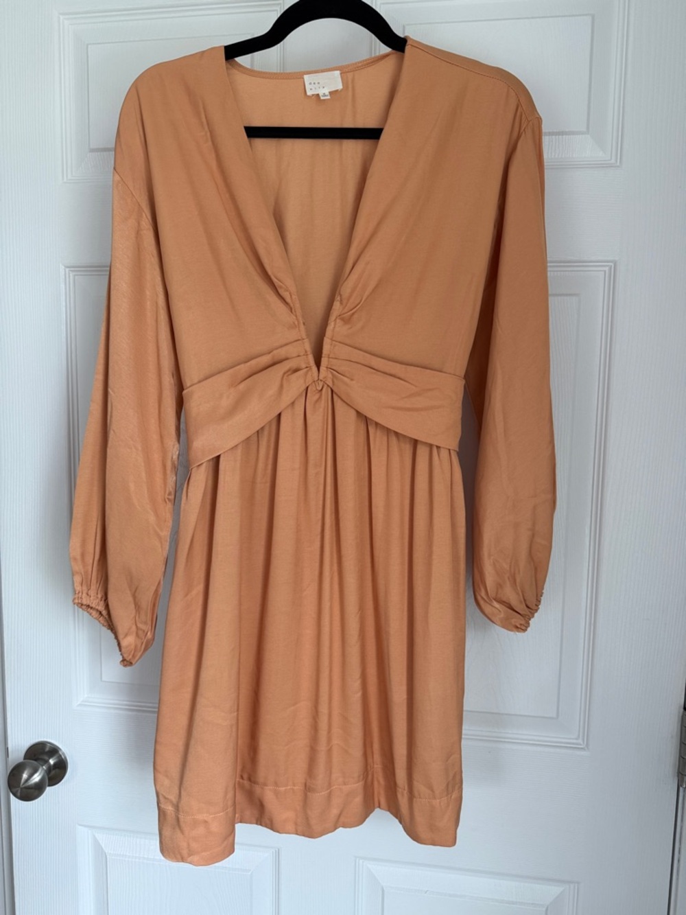 Dee Elly Peach Tie-Front V-Neck Dress